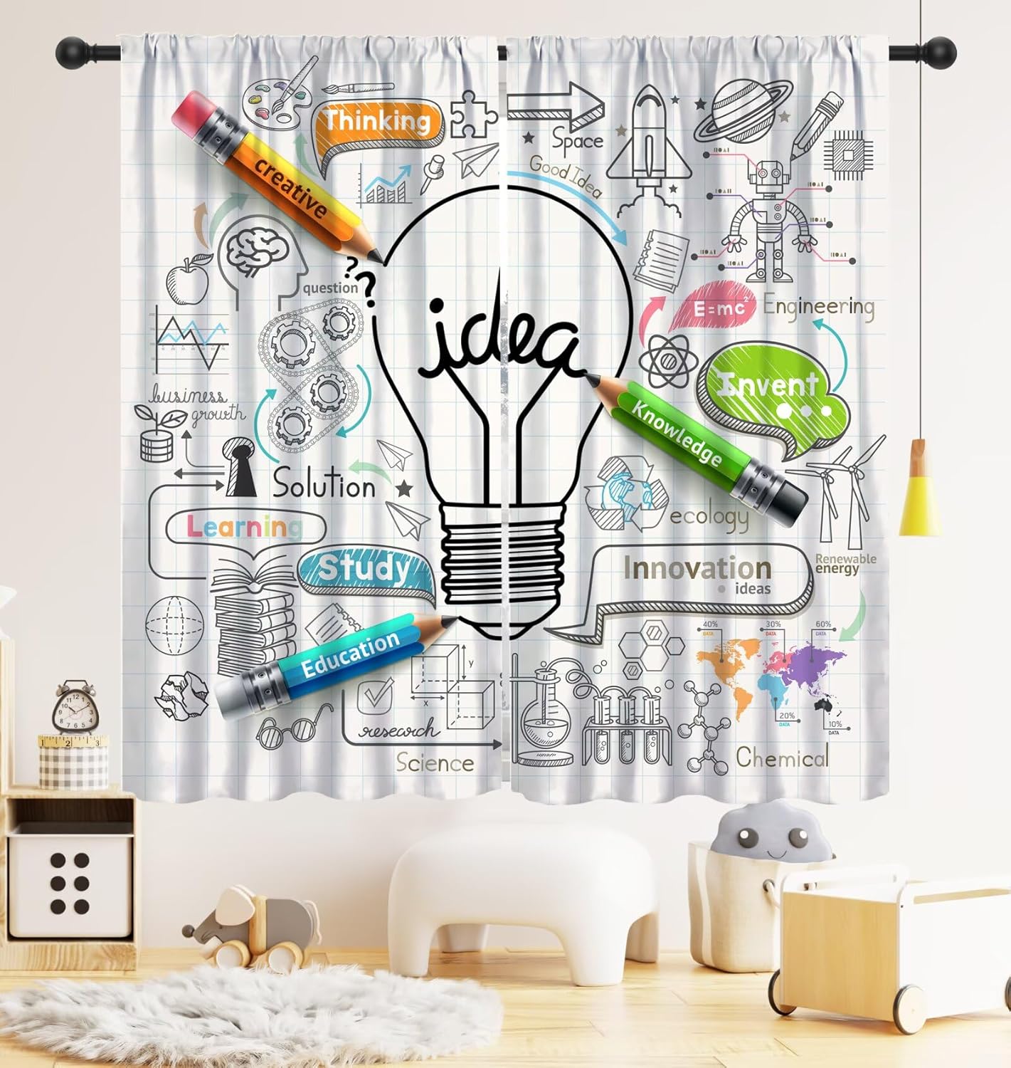 Science Nursery - Tende Oscuranti Educative con Stampe di